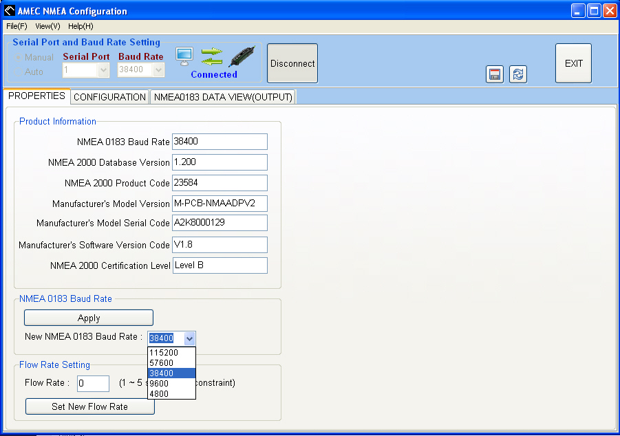 AMEC NK-80 Baudrate einstellen