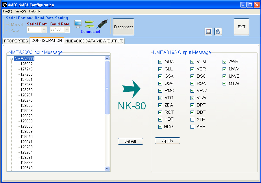 AMEC NK-80 NMEA2000 alle Datensätze